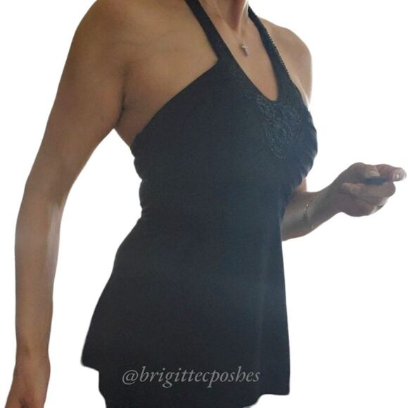 Black Beaded and Ruched Halter Top Size OS - Picture 6 of 8